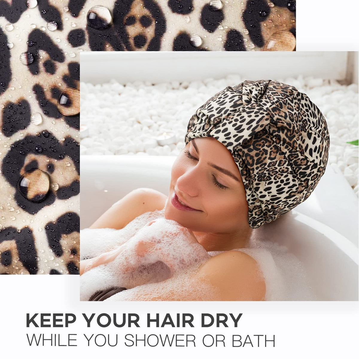 INNELO Luxury Shower Cap for Women Reusable Waterproof, One Size,