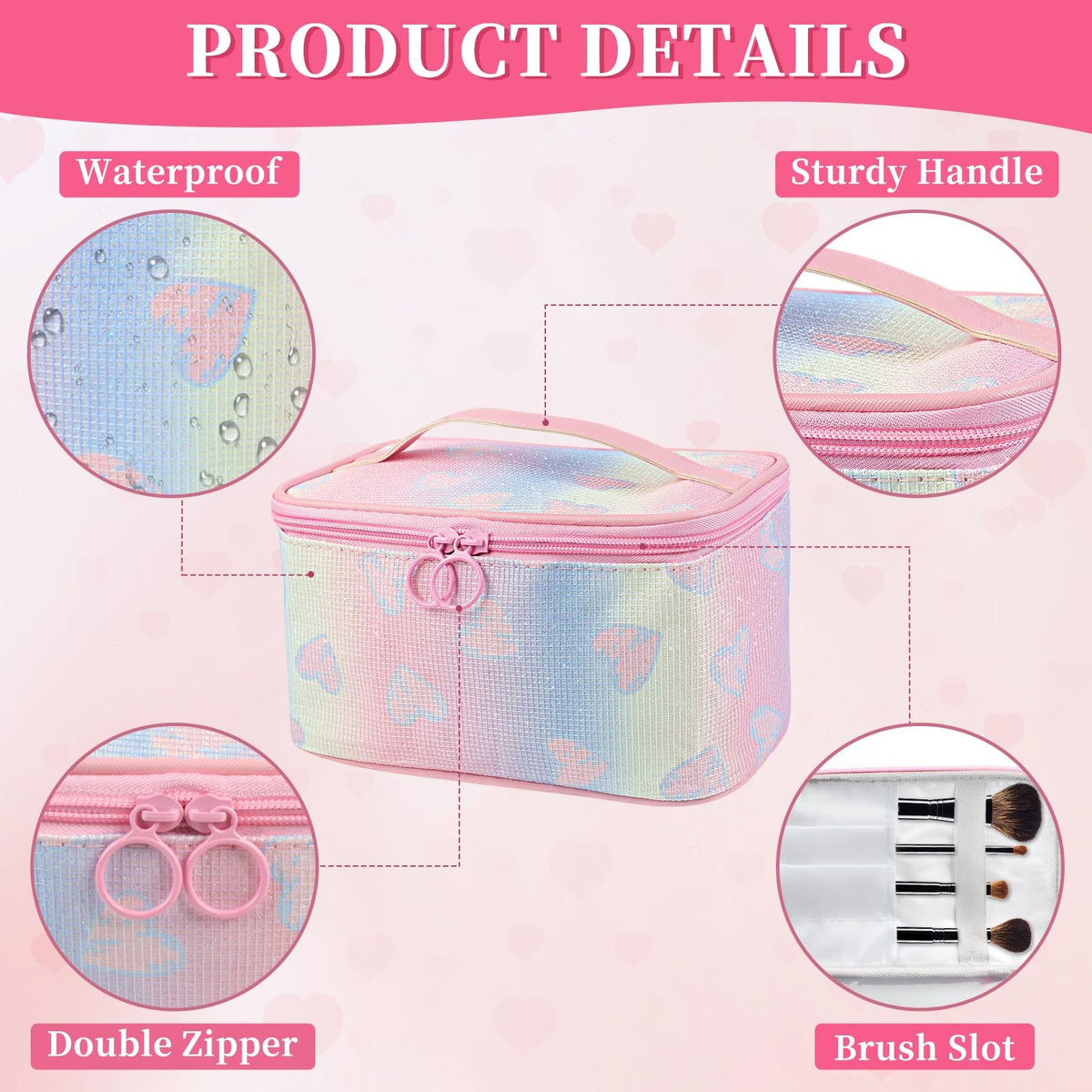 Travel Toiletry & Makeup Bag with Handle and Divider - Waterproof Cosmetic Organizer for Women