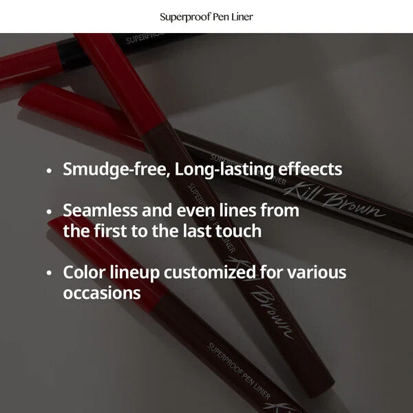 Waterproof Liquid Eyeliner Pen Set - Brown, Smudge-Proof, K-Beauty