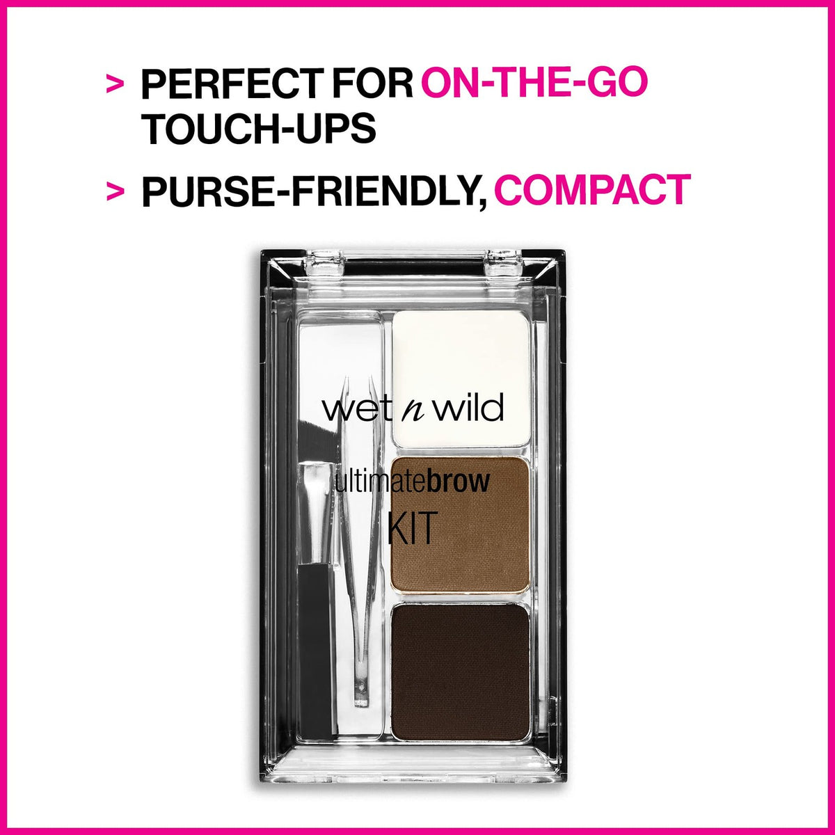 Wet N Wild Eyebrow Kit Dark Brown Powder Wax Tweezers Brush Mirror