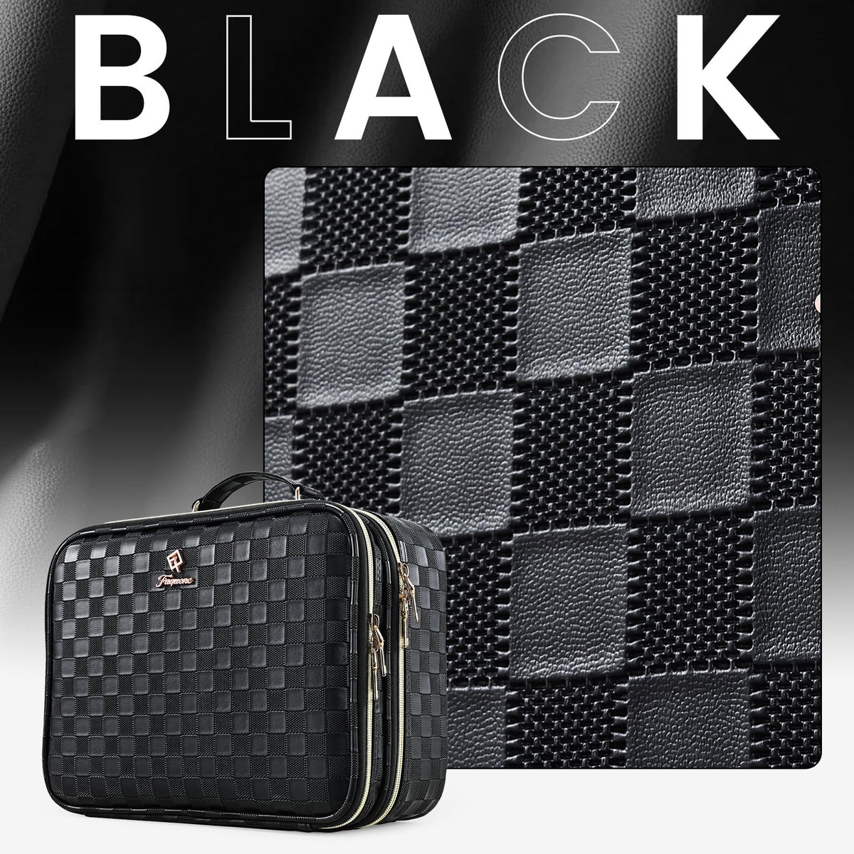 Travel Makeup Bag with LED Lighted Mirror and Double Layer Storage