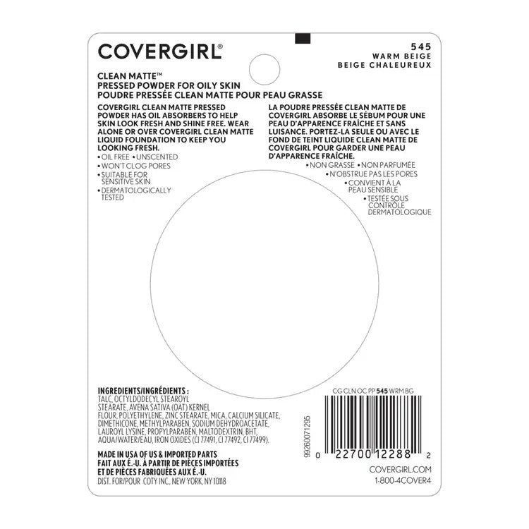 CoverGirl Matte Pressed Powder Foundation Warm Beige 545 - 0.35 oz, Pack of 3