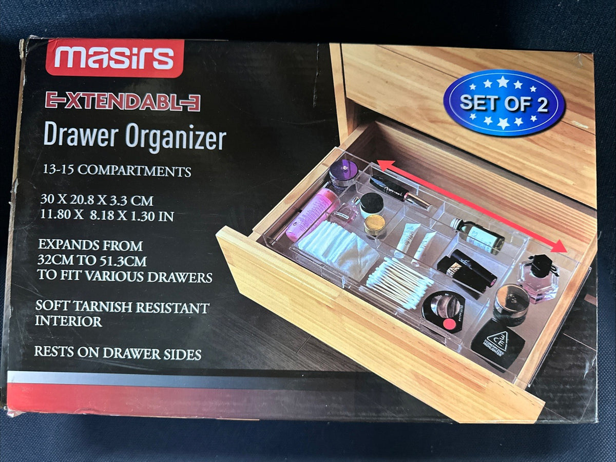 Expandable Drawer Organizer for Makeup Vanity - Clear, Customizable Storage