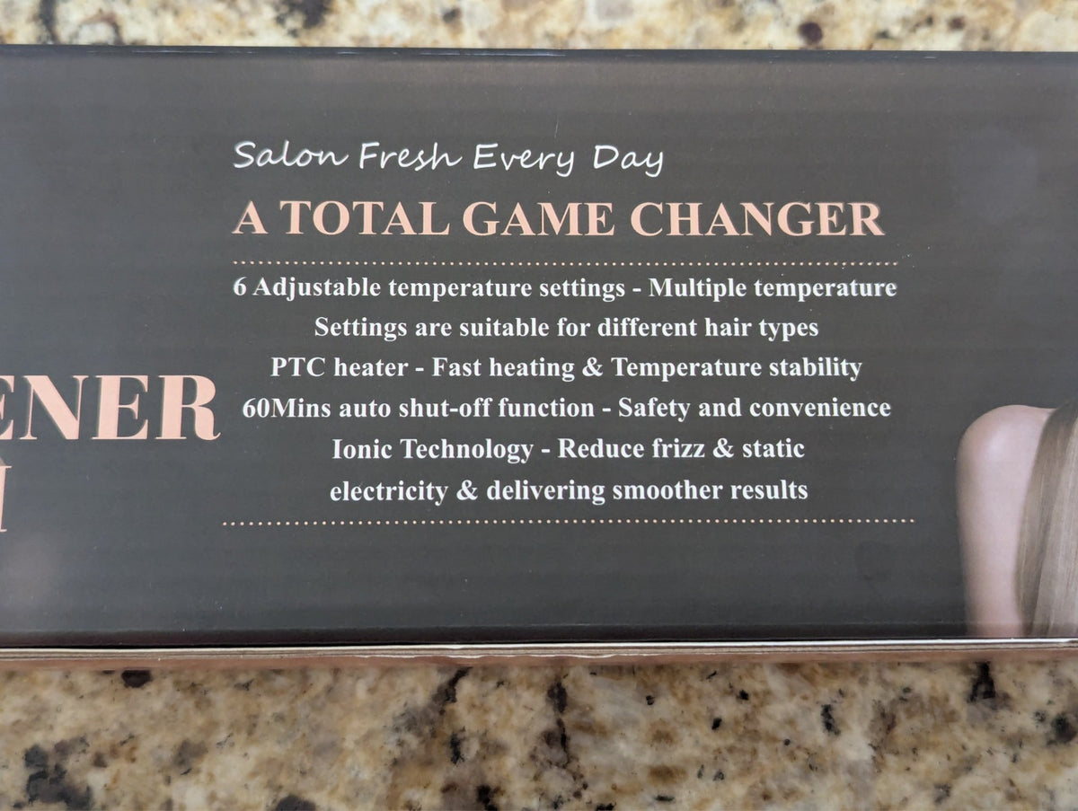 Hair Straightener Brush HS-225 with 6 Temperature Settings - Black Gold Travel-Ready