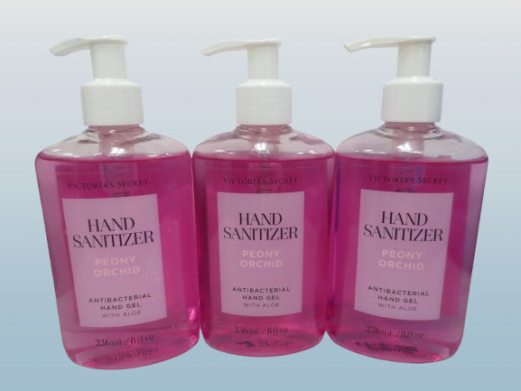 VICTORIA S SECRET HAND GEL WITH ALOE PEONY ORCHID 8 OZ LOT OF 3
