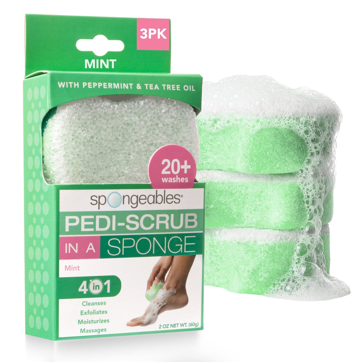 Spongables Pedi Scrub Foot Exfoliating 20+ Wash 1 Count (Pack of 3),