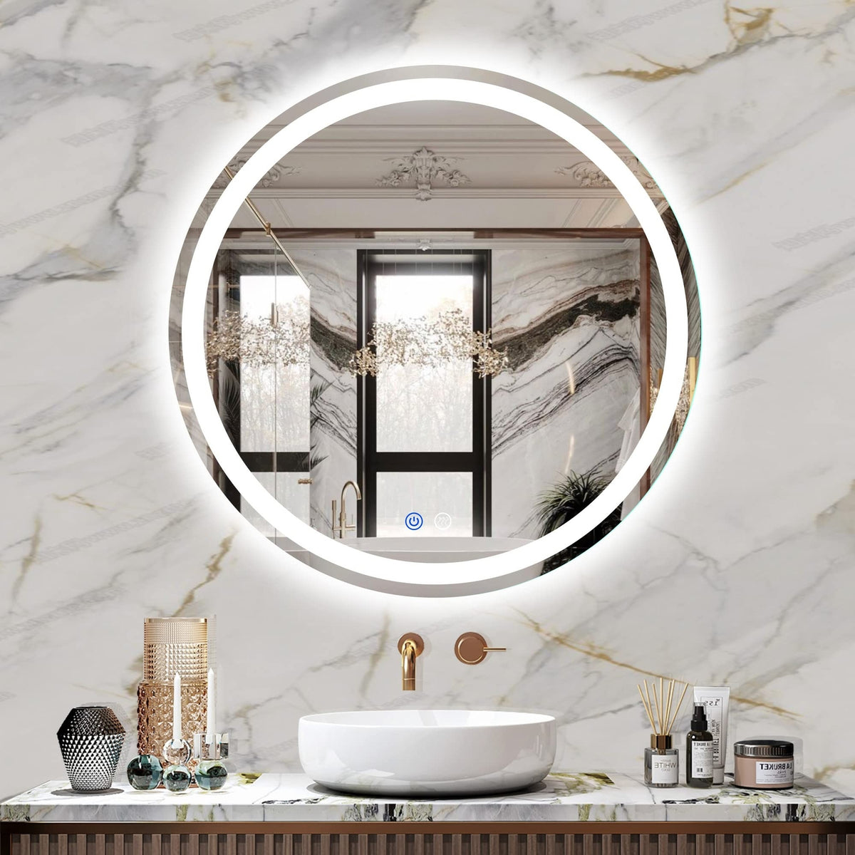 24-Inch LED Bathroom Mirror with Anti-Fog, Dimmable, 3 Color Temp, Memory