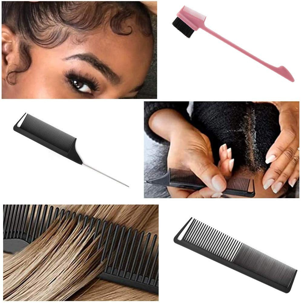 Hair Styling Tool Set with Detangler, Combs & Edge Brush – Versatile Hair Care