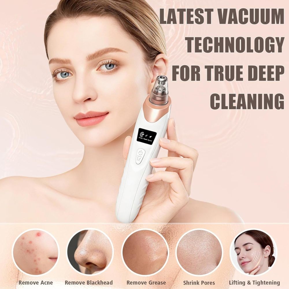 Blackhead Remover Vacuum with 3 Adjustable Suction Levels & Interchangeable Heads