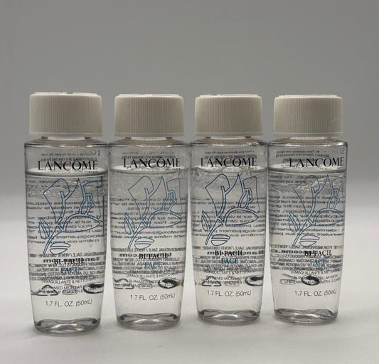 4 Pack Travel Size Lancome Bi-Facil Face Makeup Remover 1.7oz/50ml