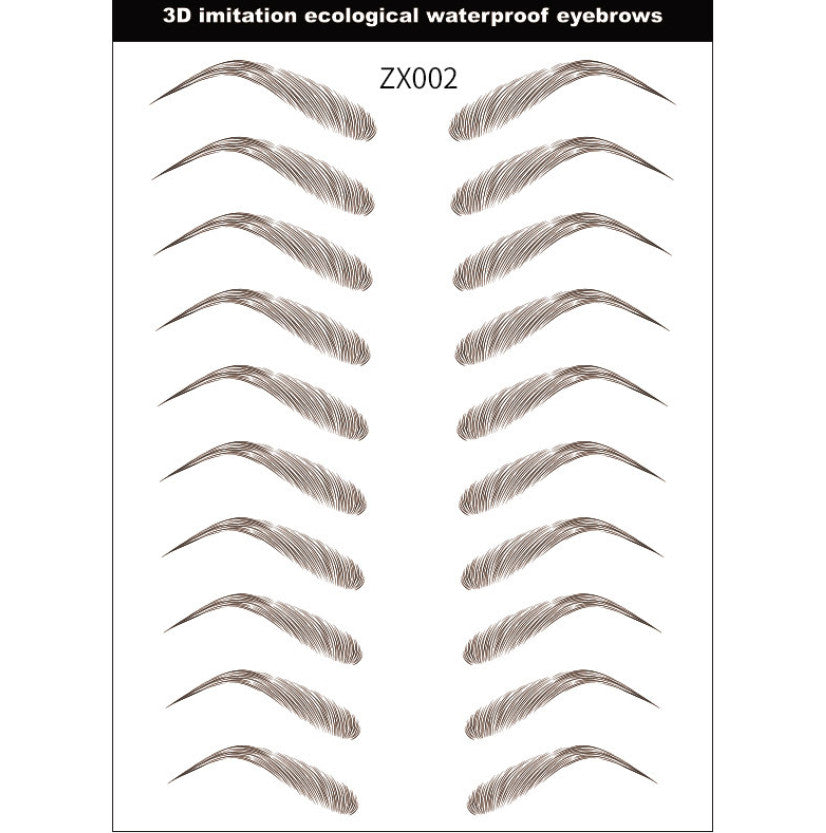 Waterproof Microblading Eyebrow Stickers - Natural Brown 10 Pairs, Fake Tattoo Makeup
