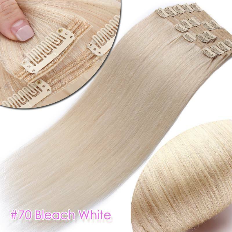 Double Weft Clip-In Hair Extensions 100% Remy Human Hair Thick Full Head