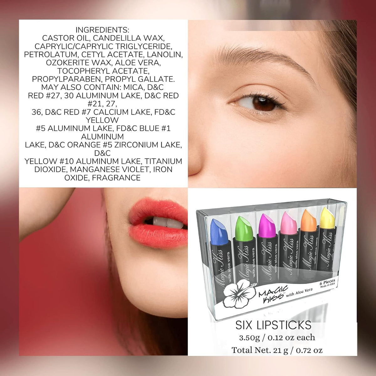 Color Changing Matte Lipstick Set with Aloe Vera - Waterproof, Long-Lasting, 6 Colors
