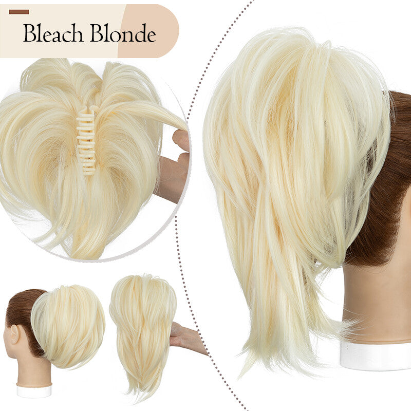 Bendable Clip-In Ponytail Hair Extension - Short 12-Inch Synthetic Bun