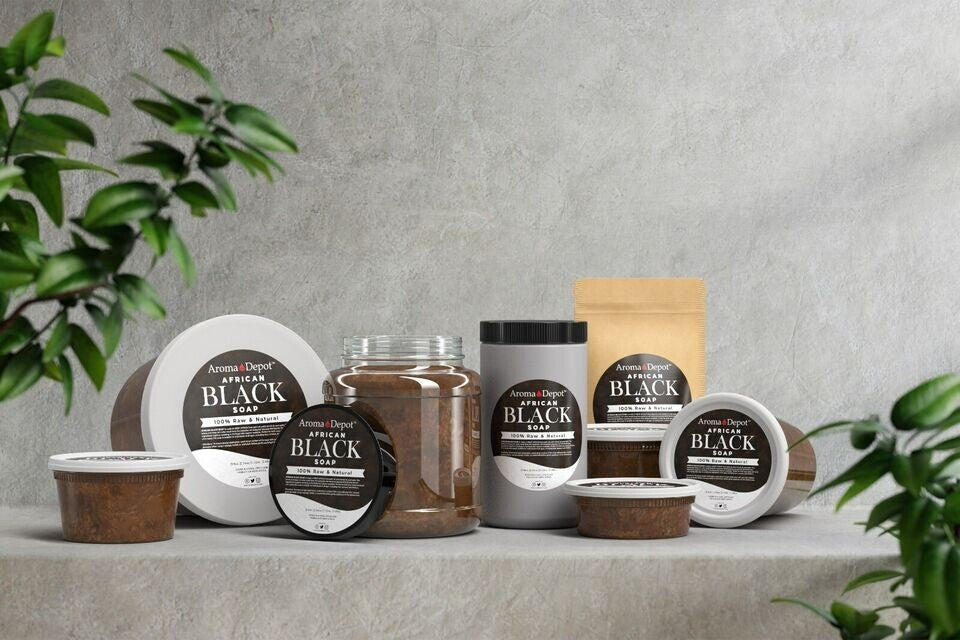 African Black Soap Paste 8oz - Natural Face Body Hair Wash, 6 Pack