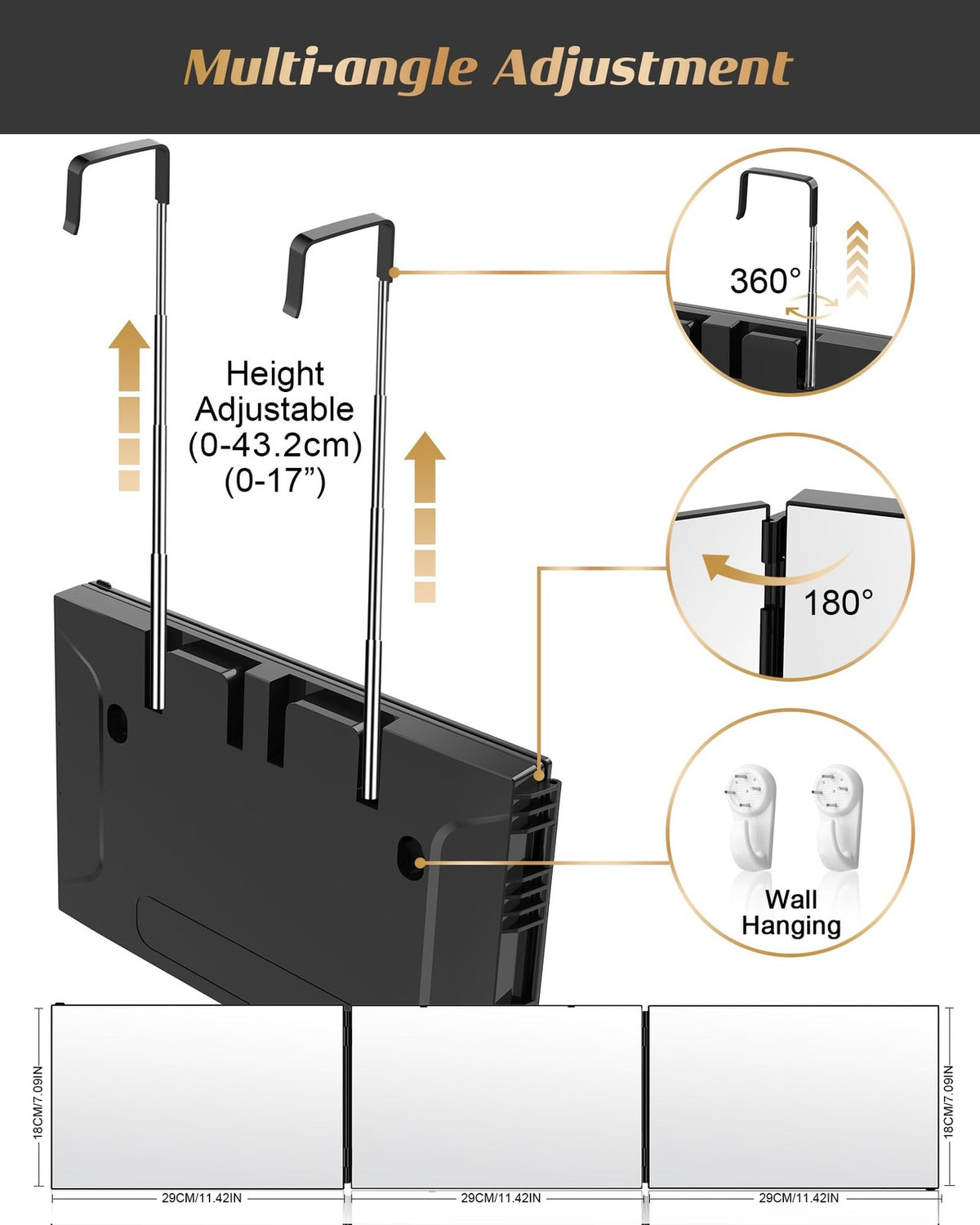 Self-Adhesive 360 Viewing Angle Hair Cutting Mirror with Accessories