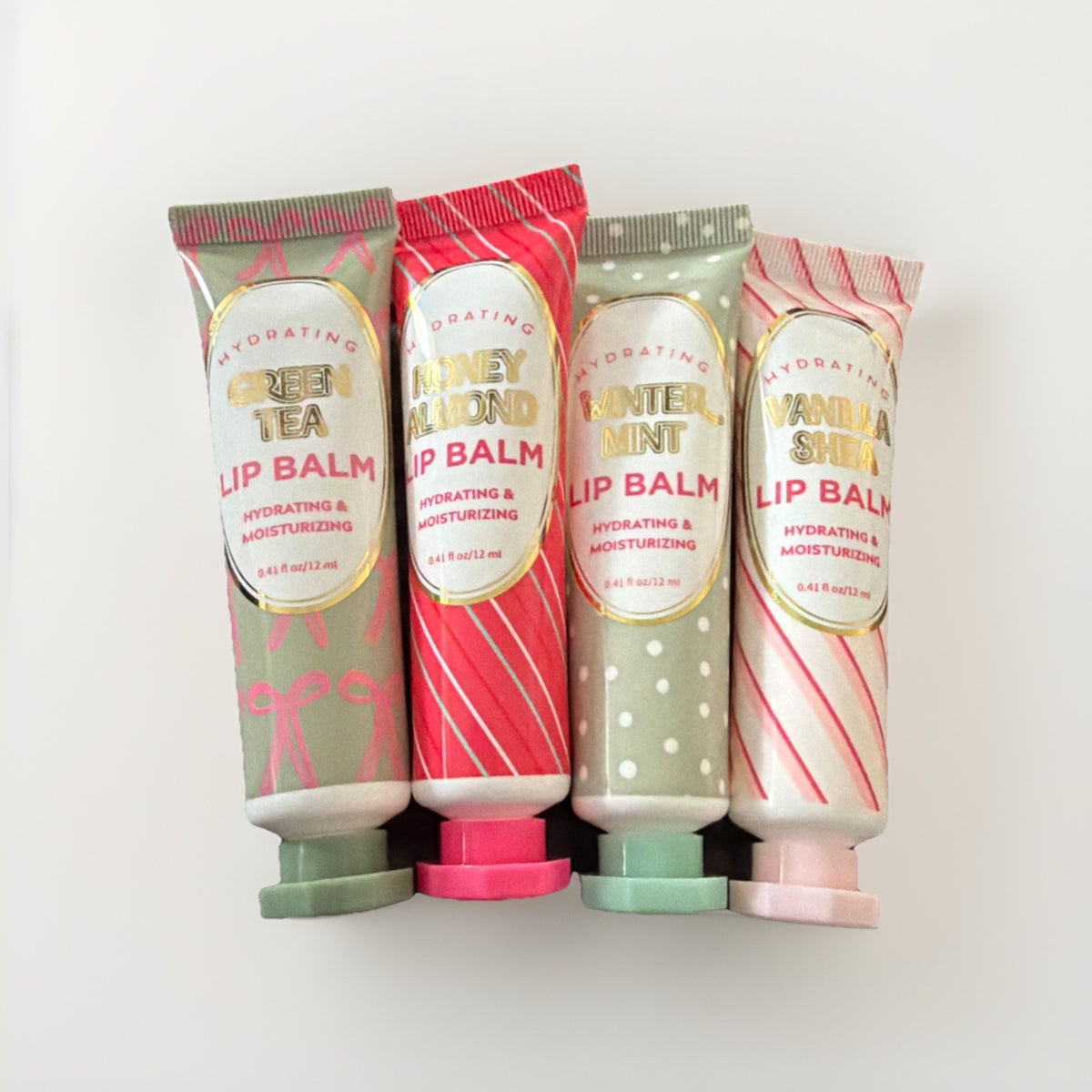Enchante Lip Balm Set with Green Tea Honey Almond Vanilla Shea 4-Pack