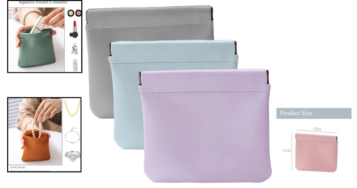 Self-Closing Makeup Bags Set - Waterproof Portable Cosmetic Storage