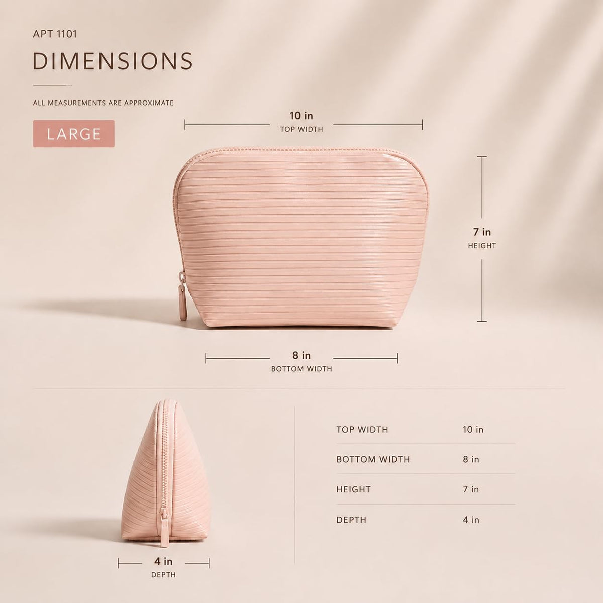Standing Foldable Makeup Bag - Large Vertical Design, Full-Size Fit
