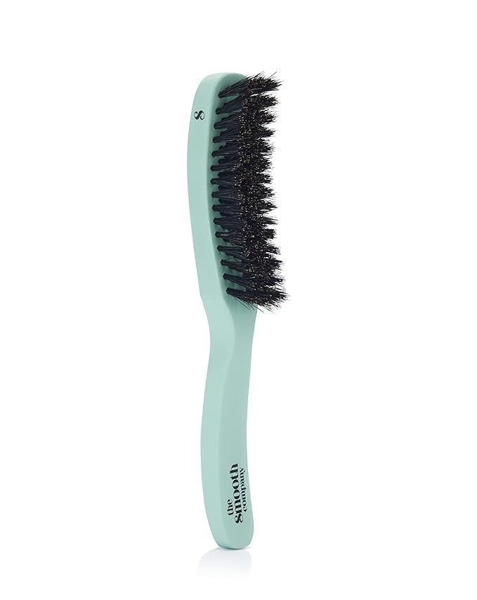 Curved Boar Bristle Hair Brush for Frizz Control & Shine - Wooden Handle