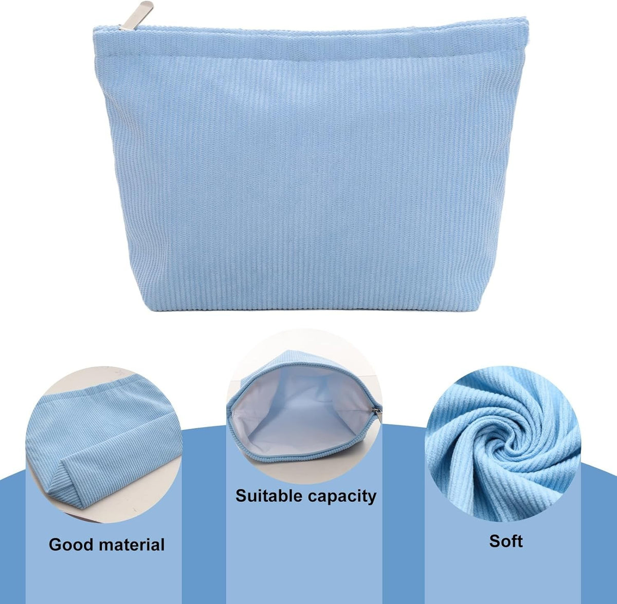 Large Capacity Reusable Makeup Organizer Bag - Lightweight Fabric, Travel & Storage