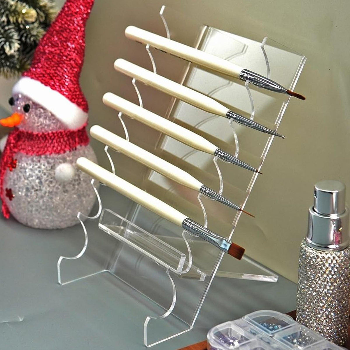 Acrylic Makeup Brush Holder Drying Rack Organizer Clear Stand