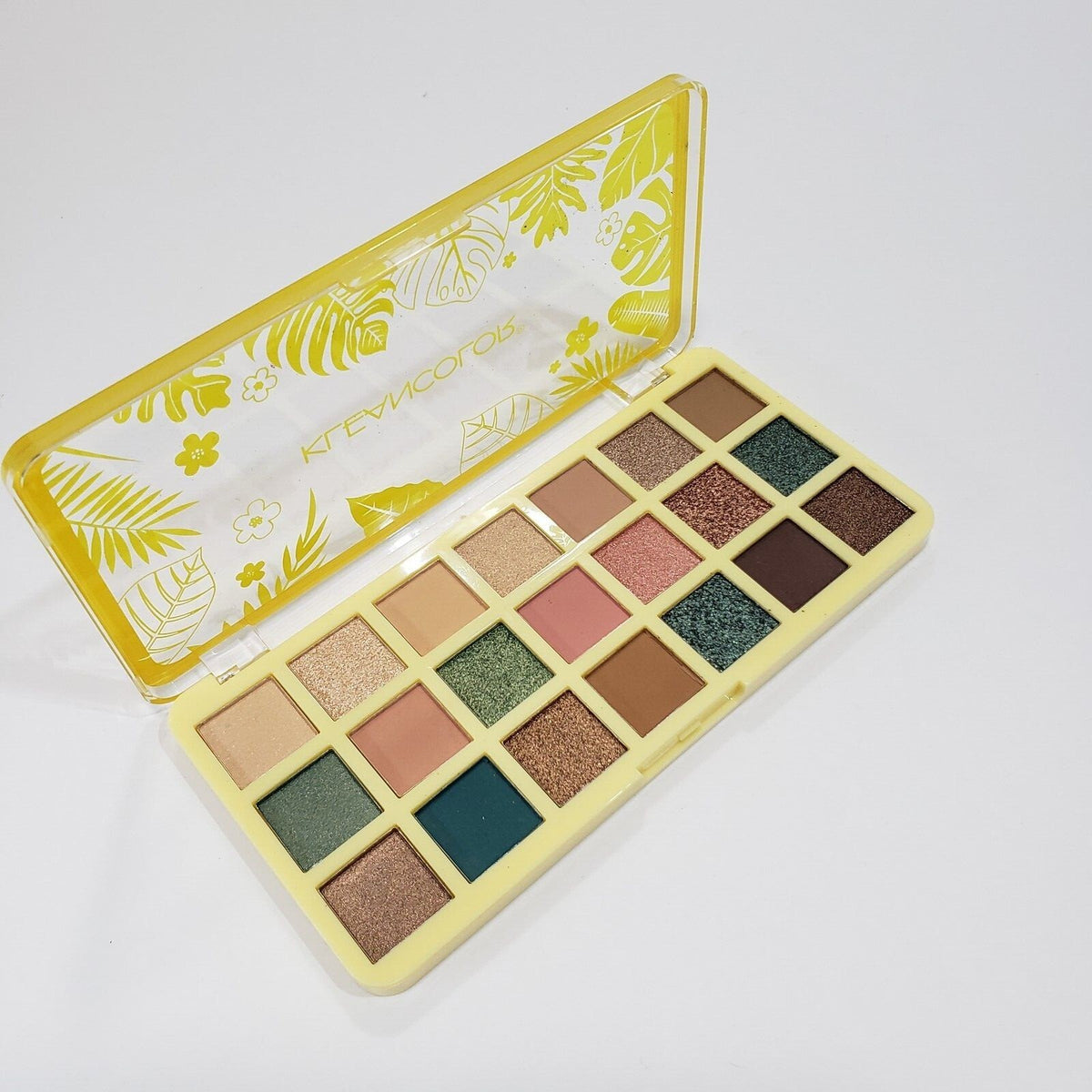Jamaican-Themed Eyeshadow Palette - Earthy Greens & Pinks, Matte & Metallic Shades