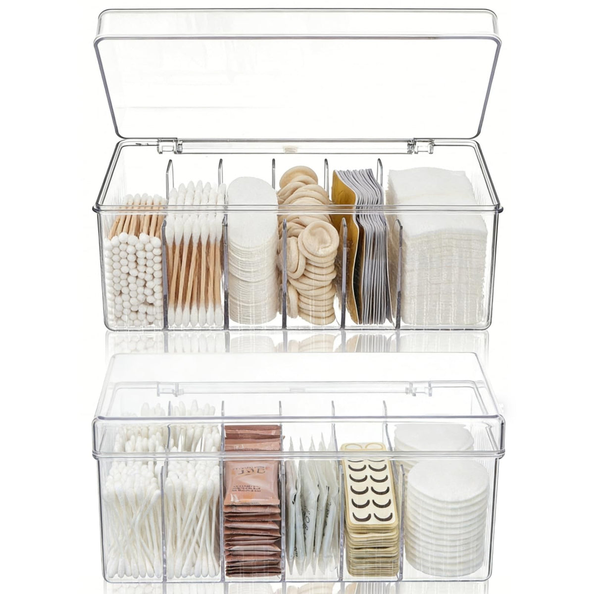 Lash Extension Organizer Box with 6 Compartments - Clear Storage for Lash Supplies