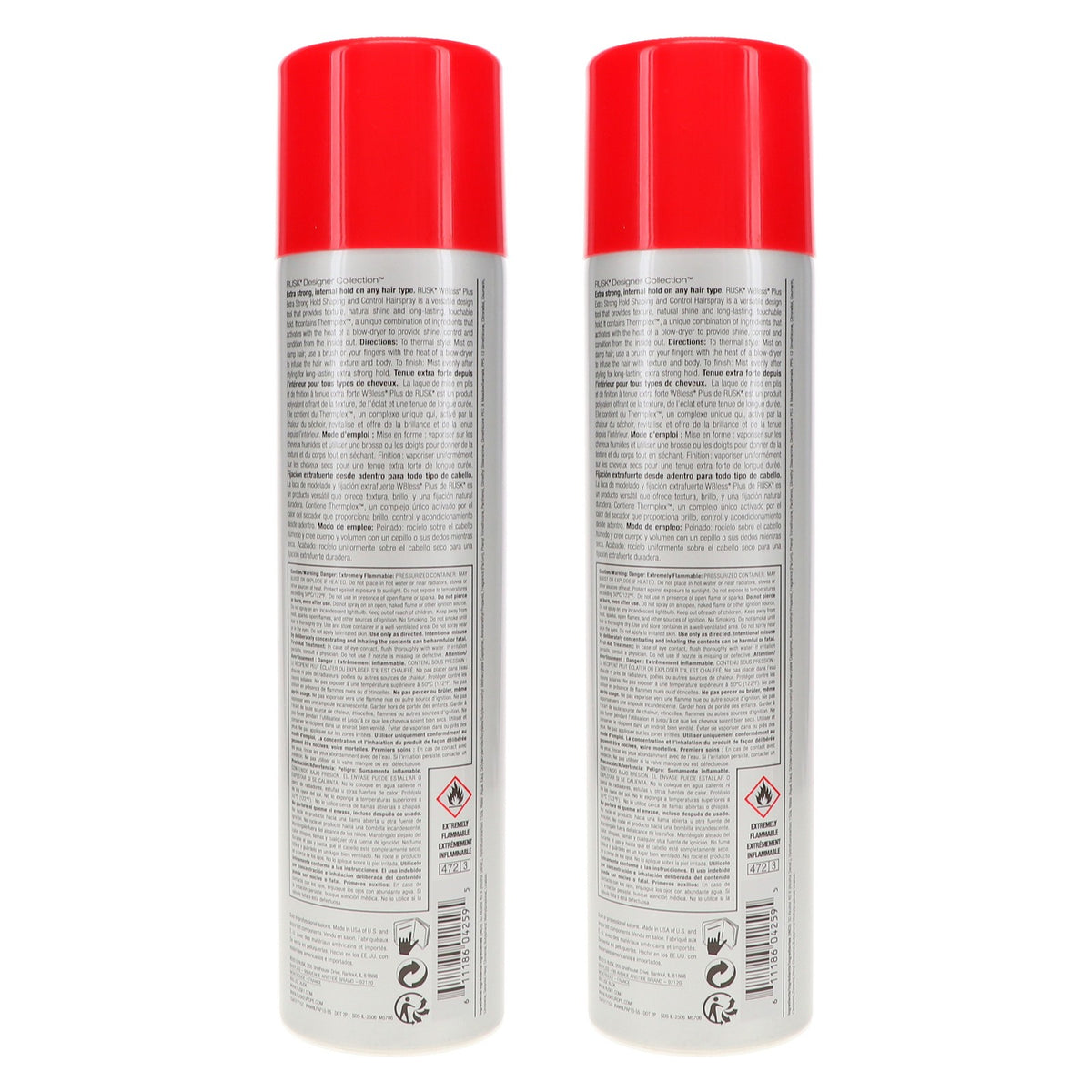 Rusk W8less Plus Extra Strong Hairspray 10 oz - 2 Pack, Long-Lasting Hold