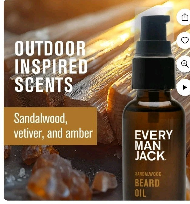 Beard Oil with Shea Butter and Sandalwood for Men - Hydrating 1 oz