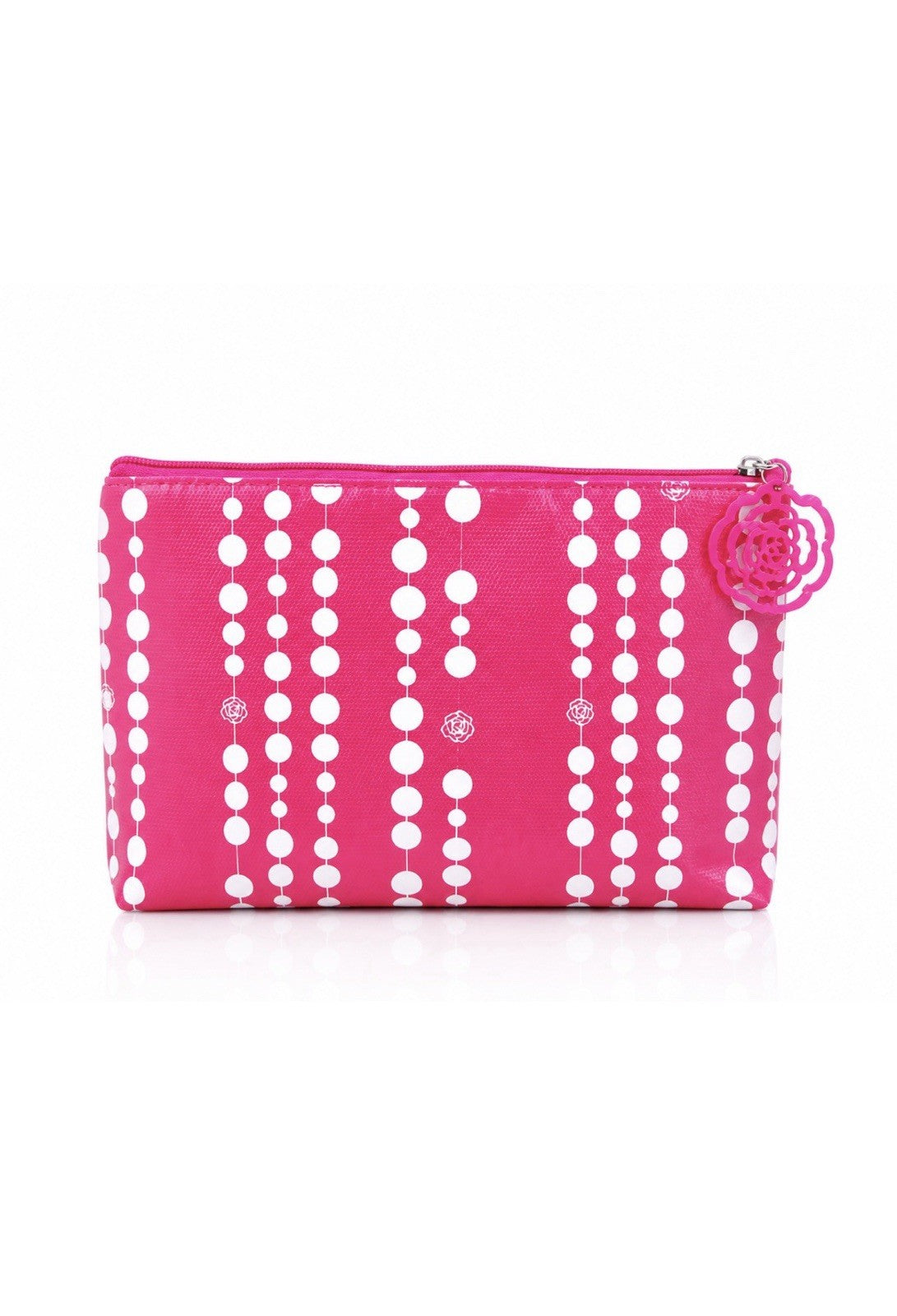 Lancome Pink Polka Dot Cosmetic Bag Purse - Travel Makeup Organizer