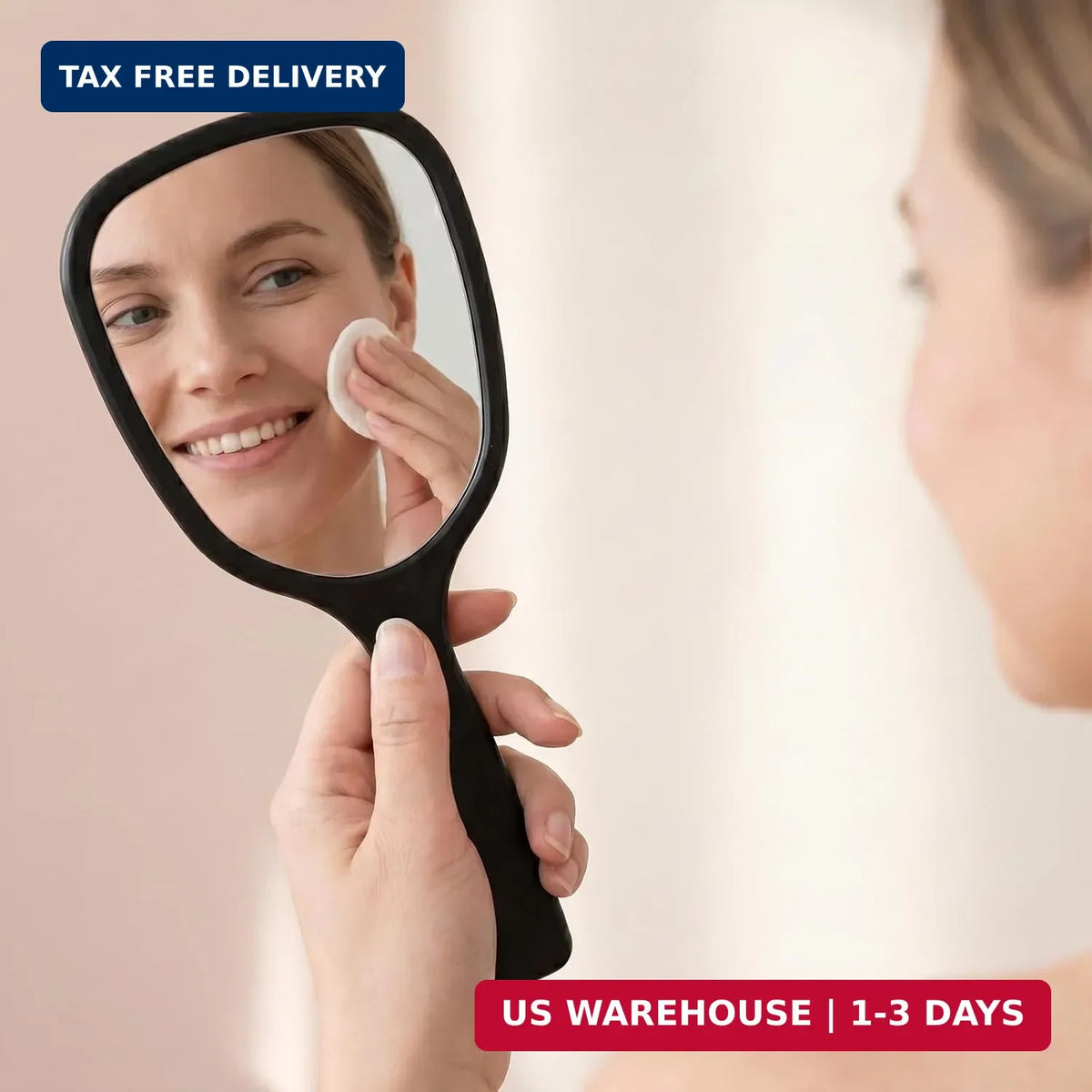 2 Pack Small Handheld Mirror with Handle - Compact Travel Vanity Mirrors for Men & Women