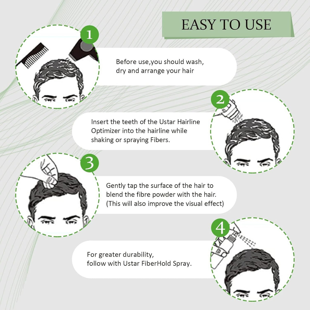 Hair Building Fibers Spray Powder - Natural Black (4-in-1 Kit)