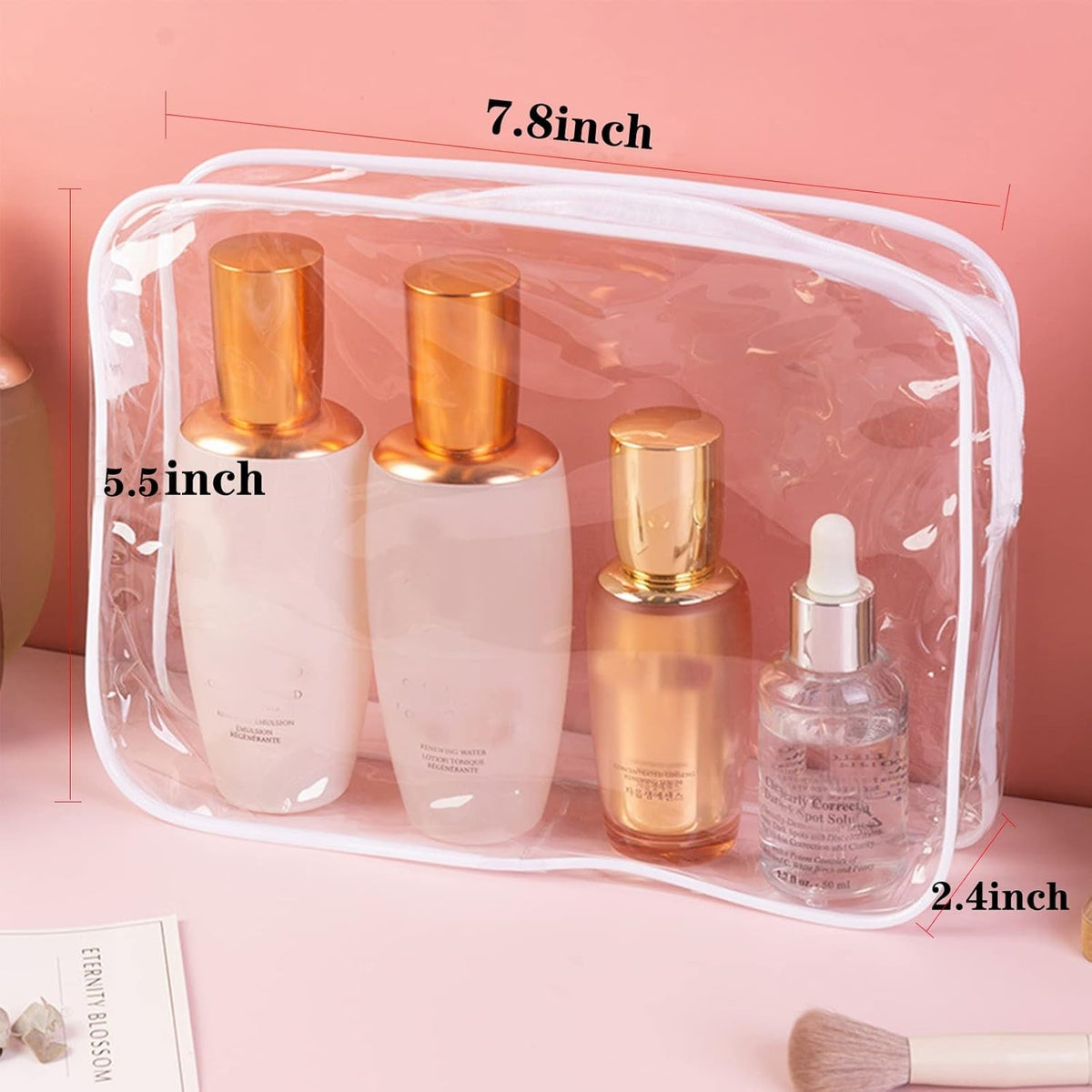 Clear Waterproof Cosmetic Bags Set - 20 Pack Travel Toiletry Organizer