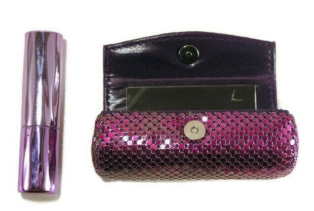 Metal Mesh Lipstick Case with Mirror - Fits 8.5cm Round Lipsticks, Unbranded