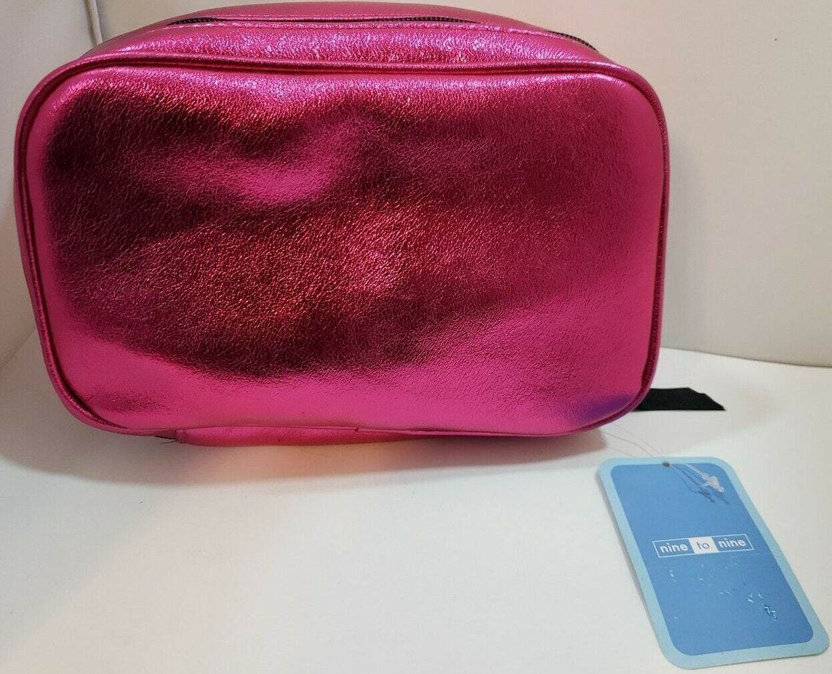 Women Makeup Bag Cosmetic Case Travel Organizer Metallic Pink