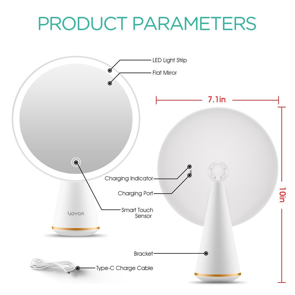 Rechargeable Travel Vanity Mirror with Lights | 3 Brightness Levels