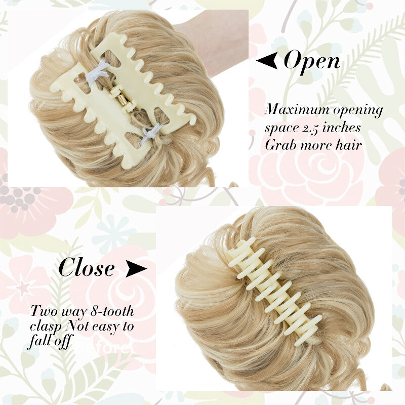 Messy Bun Claw Hair Clip Extensions - Curly Thick Updo Accessory