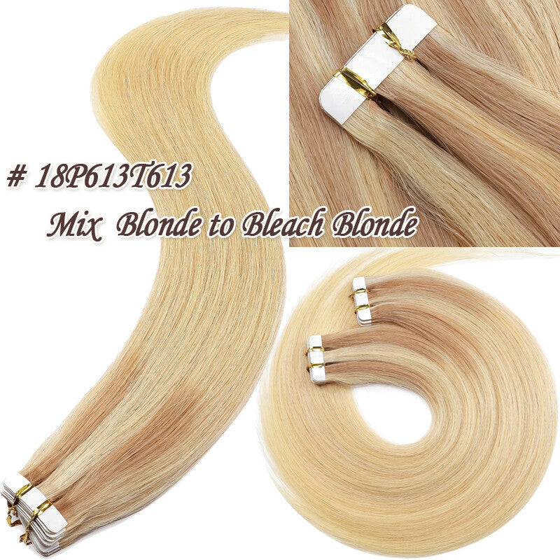 Full Head Skin Weft Tape-In Hair Extensions - Remy Human Hair, Thick & Natural