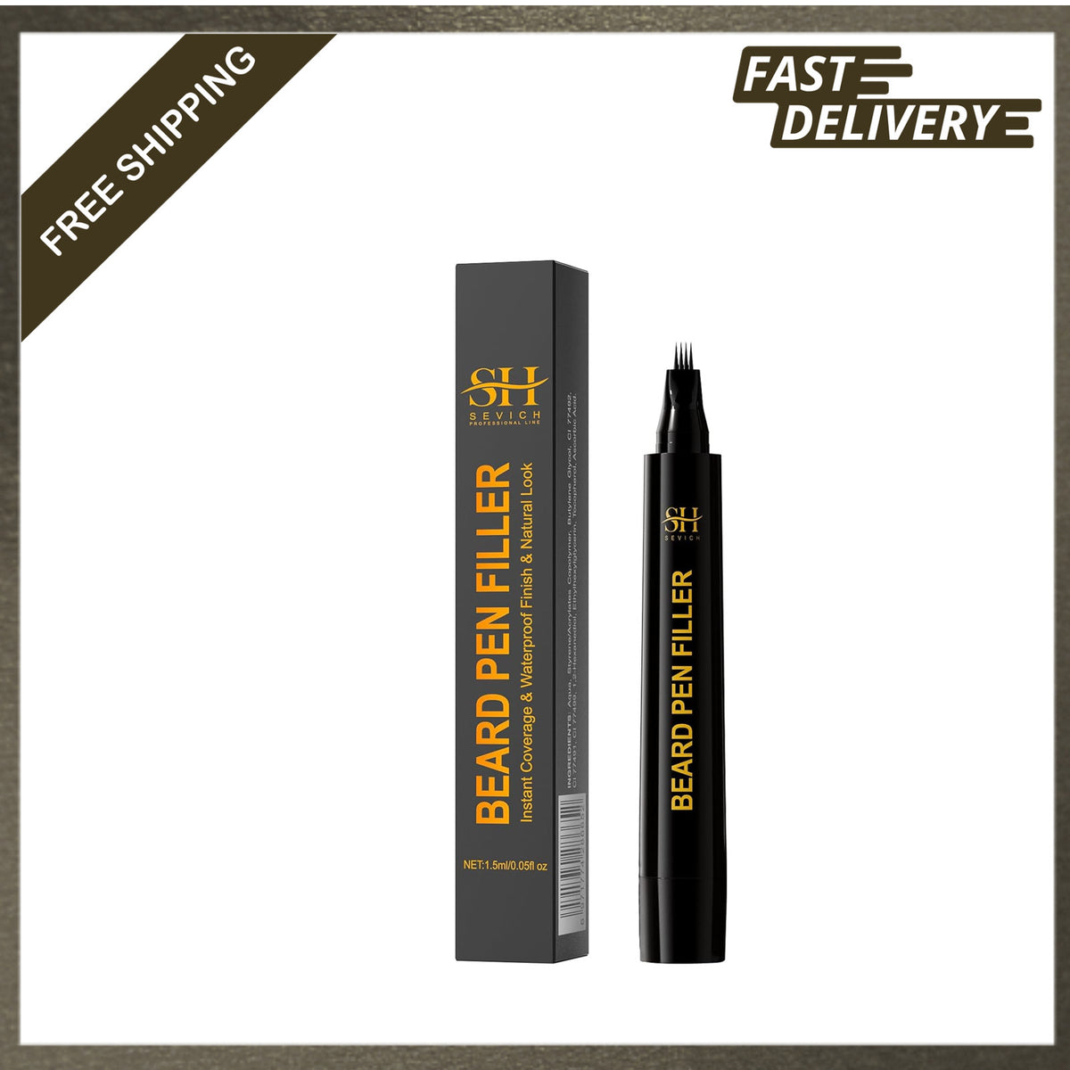 Men's Waterproof Instant Beard Pencil Filler - Natural Look, Black