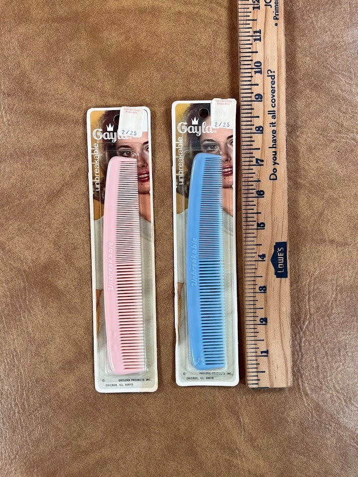 Vintage Gayla Comb NOS Made in USA Sealed Pink and Blue Set