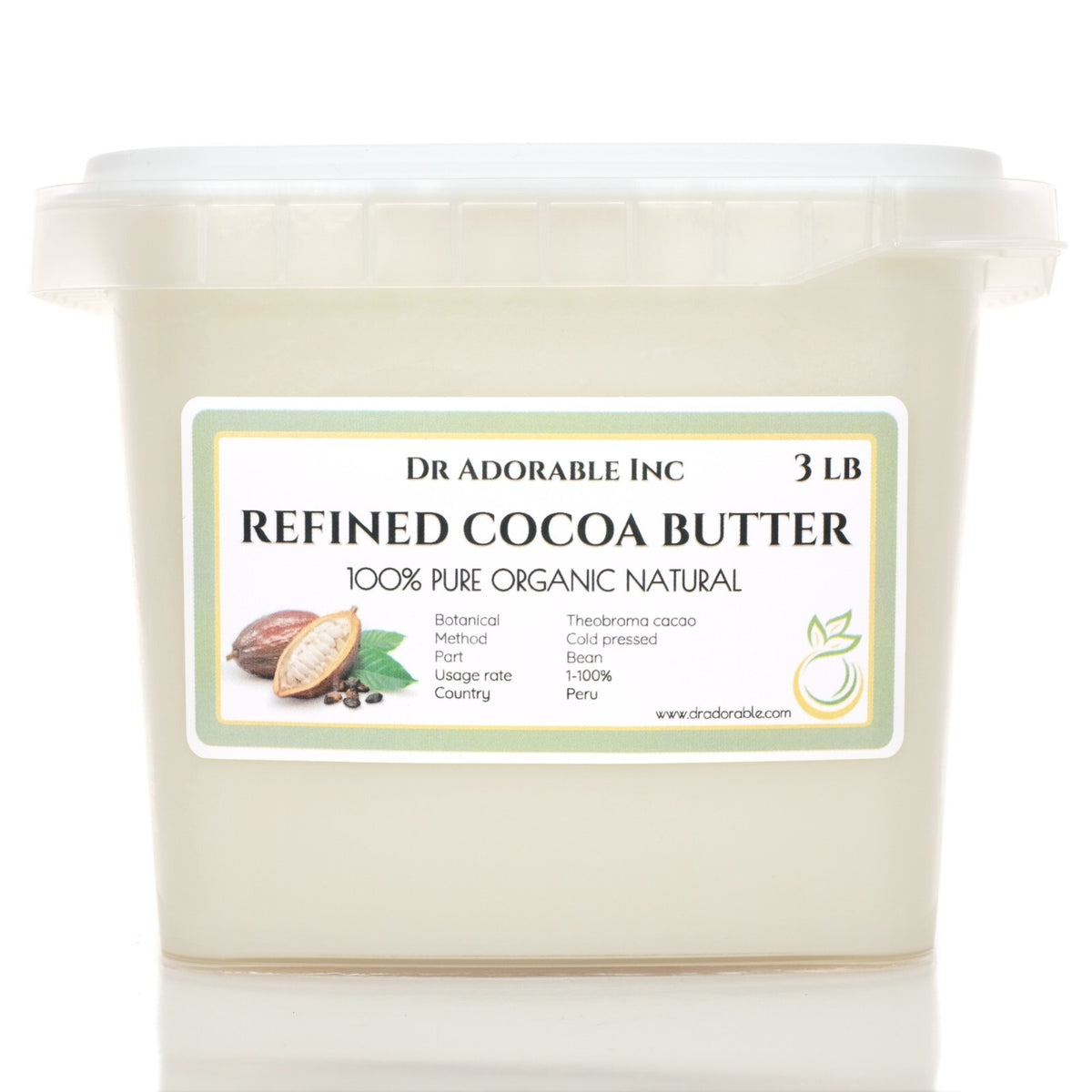 Pure Refined Organic Cocoa Butter for Cosmetics & Skin Care