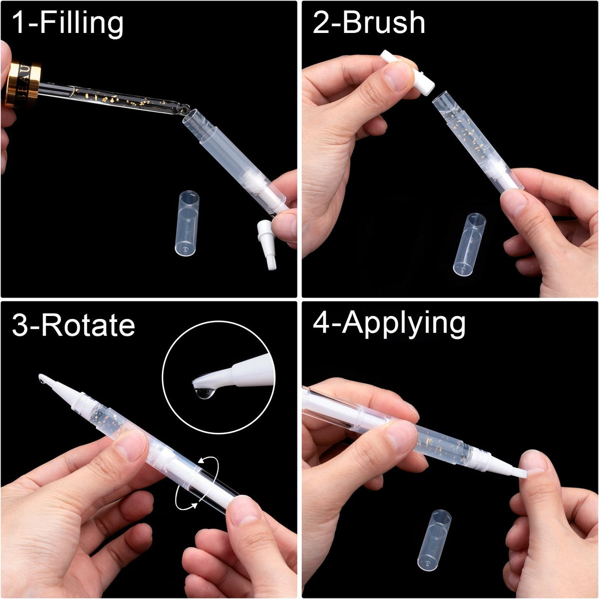 10 Pack 3ml Refillable Nail & Lip Oil Applicator Pens with Brush Tip