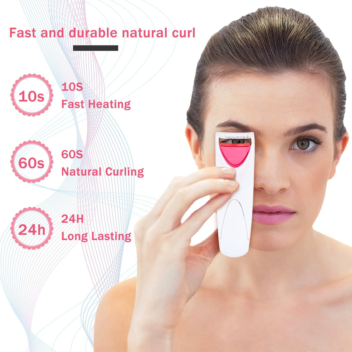 Electric Heated Eyelash Curler Set Pink - Fast Heating & Long-Lasting Curl