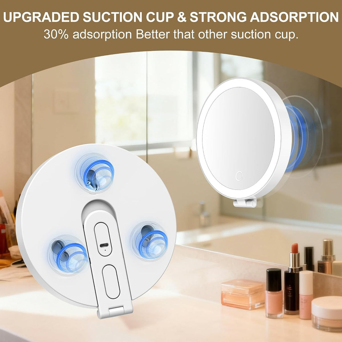 30x Magnifying Travel Makeup Mirror with LED Light - Handheld 6 Inch