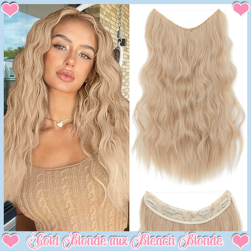 Clip-In Wavy Hair Extensions with Invisible Wire - Natural Synthetic Hairpiece