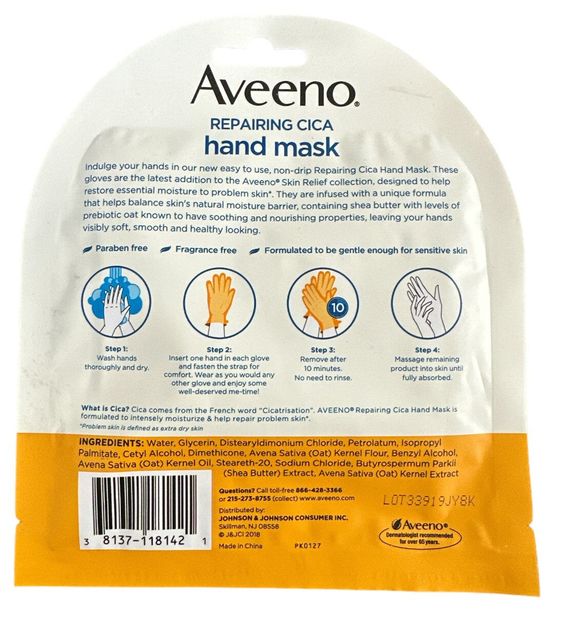 Repairing Cica Hand Mask - 2 Pairs with Prebiotic Oat & Shea Butter