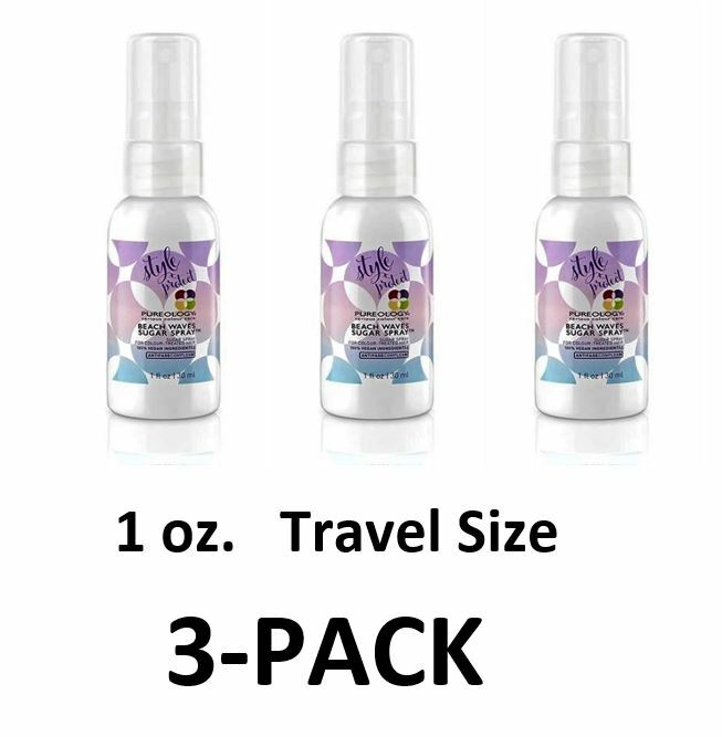 Travel Size Beach Waves Sugar Spray - 3 Pack, Heat & UV Protection, Vegan