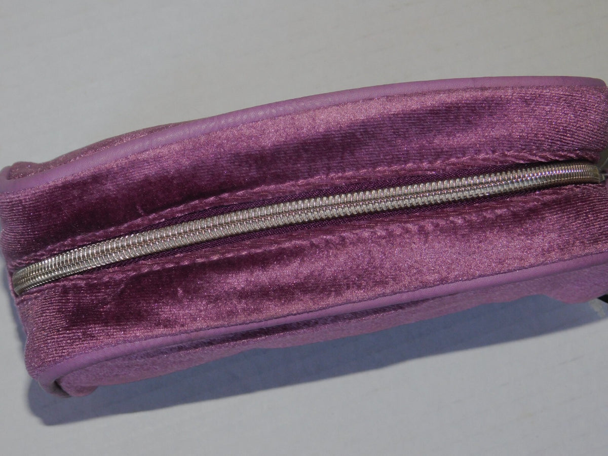 Purple Velvet Makeup Pouch - Small Travel Cosmetic Bag for Women