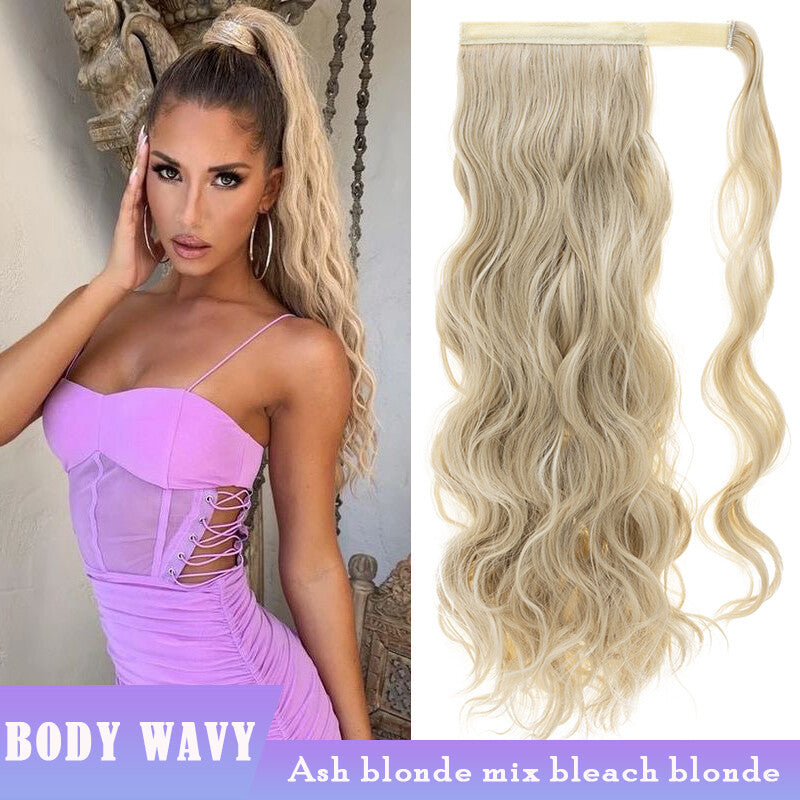 Clip-In Ponytail Hair Extensions Thick Wavy Natural Look 24-32 Inch